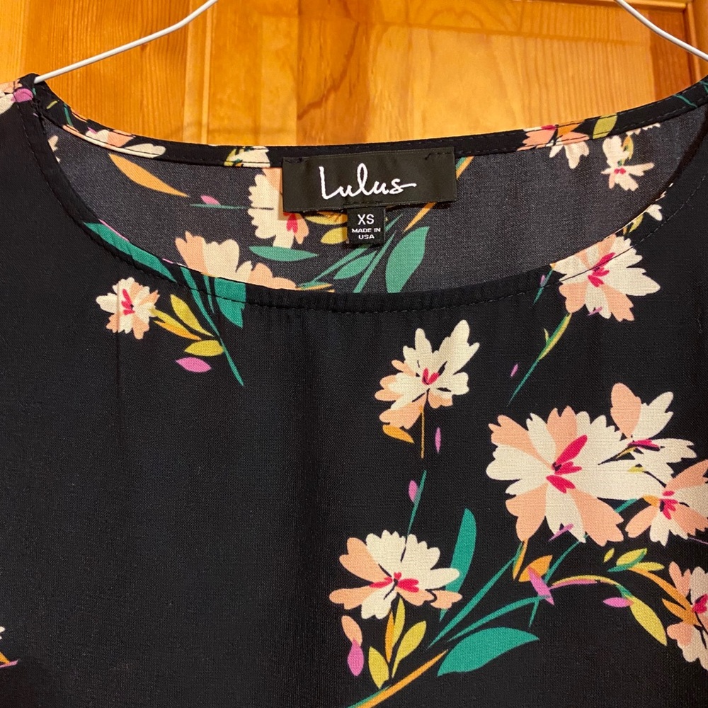 Lulus Navy Floral Print Shift Dress x-small - Picture 3 of 4